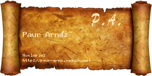 Paur Arnó névjegykártya